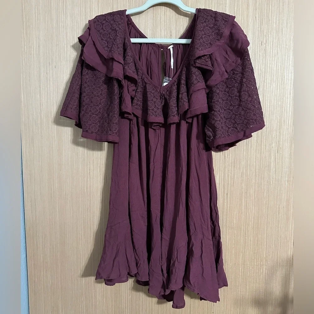 Free People Rush for Ruffles Romper, Size Medium (v) - Picture 5 of 13